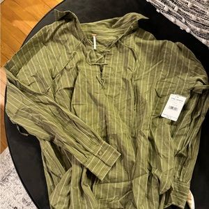 Green free people over sized shirt size medium SOLD ON DEPOP